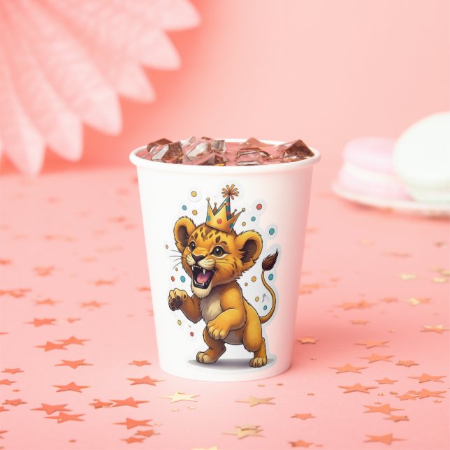 Gobelets En Papier Plaisanterie rugissante ! Bébé Lion King fête d'an (Insitu)