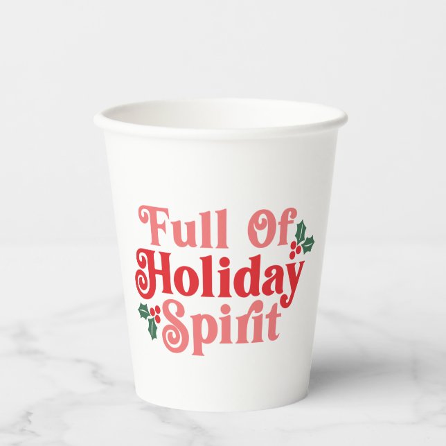 Gobelets En Papier Plein d'esprit de vacances - Typographie festive (Recto)