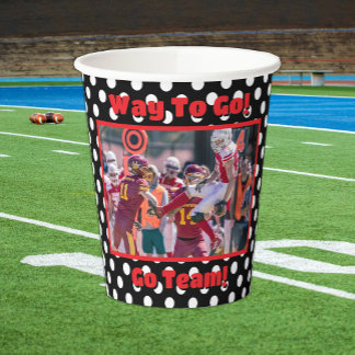 Gobelets En Papier Pois blancs - Accent rouge