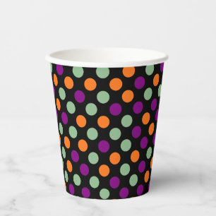Gobelets En Papier Pois citrouille, violet, vert et noir