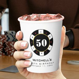 Gobelets En Papier Poker Chip 50e fête d'anniversaire