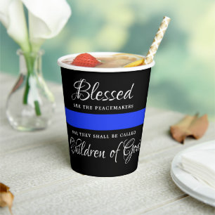 Gobelets En Papier Police Party Application de la loi mince Ligne ble