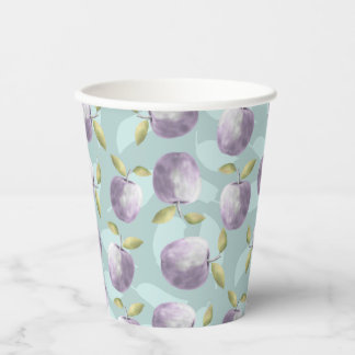 Gobelets En Papier Pommes d'hiver vert froid et violet motif