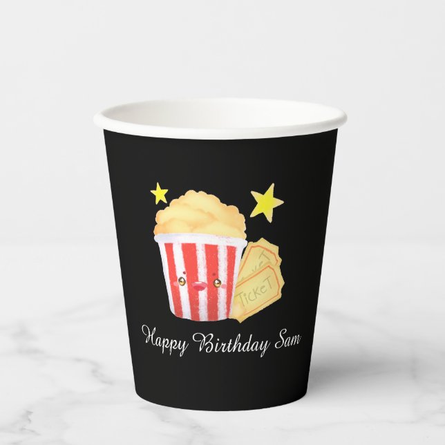 Gobelets En Papier Popcorn Et Billets De La Nuit Du Film (Recto)