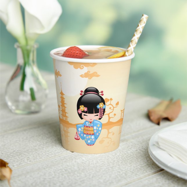 Gobelets En Papier Poupée Maiko Kokeshi - Cute Japonaise Geisha Girl (Insitu)