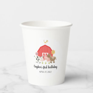 Gobelets en papier pour anniversaire de ferme avec
