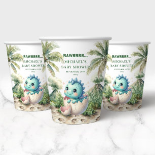 Gobelets en papier pour Baby Shower Charming Dino 