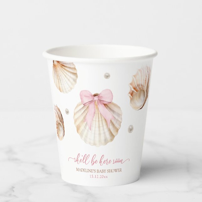 Gobelets en papier pour Baby Shower Rose Fille ave (Recto)