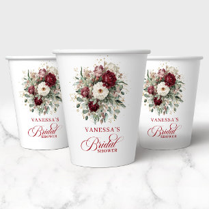 Gobelets en papier pour douche de mariée floraux c
