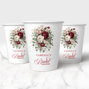 Gobelets en papier pour douche de mariée floraux d