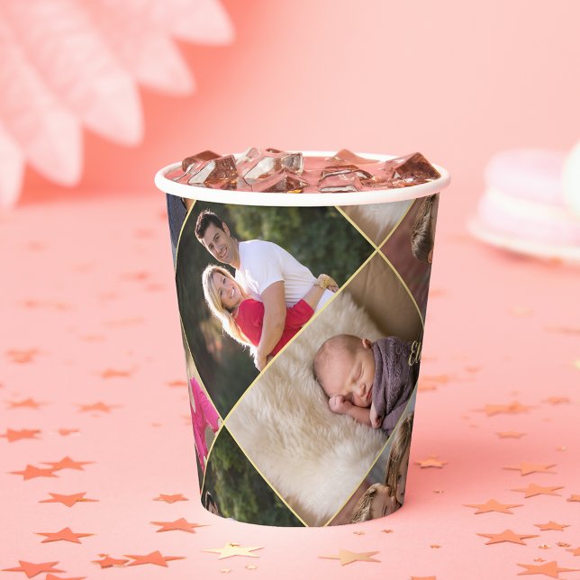 Gobelets en papier pour fête de collage de photos  (Create Personalized Photo Collage Party Paper Cups)