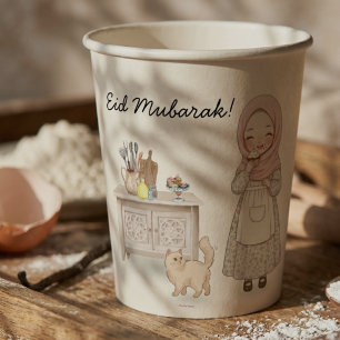 Gobelets en papier pour fête Eid Mubarak Musulman