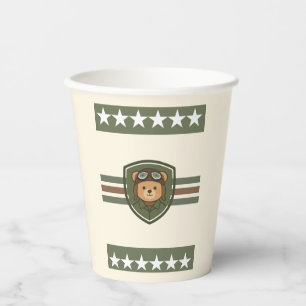 Gobelets en papier pour fête militaire Ourson Avia