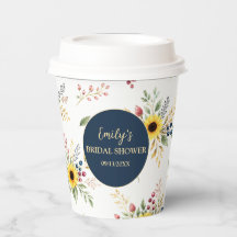 Gobelets en papier pour mariage de tournesol