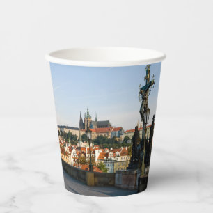 Gobelets En Papier Prague Vue du château de Charles pont, Tchèque R.
