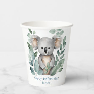 Gobelets En Papier Premier anniversaire aquarelle Koala Ours Annivers