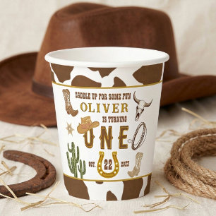 Gobelets En Papier Premier Rodéo Fête d'anniversaire Cowboy Western G
