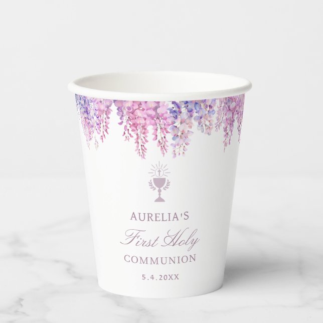 Gobelets En Papier Première communion Lilac Wisteria (Recto)