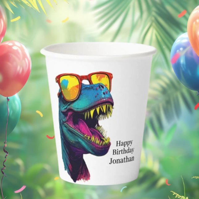 Gobelets En Papier Préparons-nous à une fête Dino-Mite ! (Celebrate with the Dinosaur Blue T-Rex Roar-some Birthday Fun)