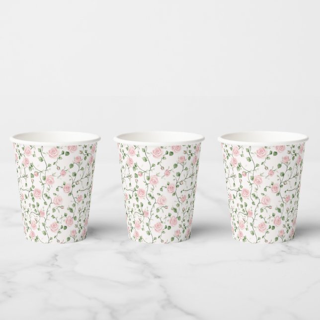 Gobelets En Papier Pretty Pink Roses Floral Bridal Shower (Multi)