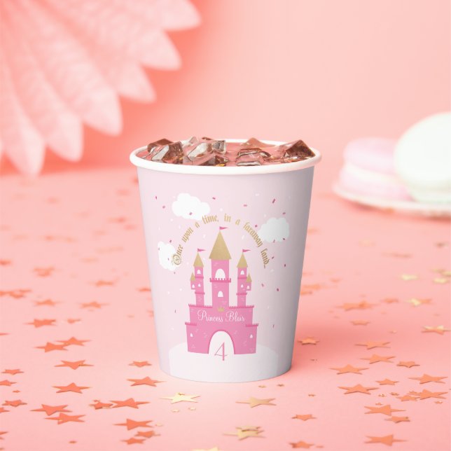 Gobelets En Papier Princesse  | Château rose et or (Insitu)