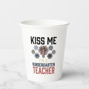 Gobelets En Papier Professeur de maternelle Feu d'artifice Vintage Co