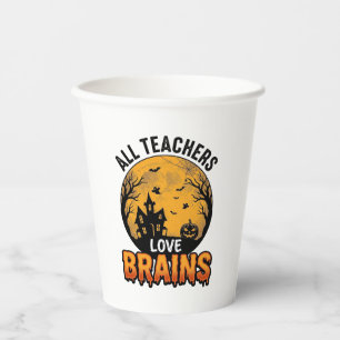 Gobelets En Papier Professeur Halloween Amour Cerveaux Design Vintage