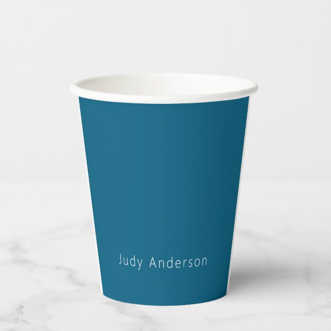 Gobelets En Papier Professional Plain Modern Elegant Your Name Blue (Recto)