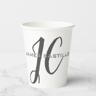 Gobelets En Papier Professionnel Moderne Monogramme Minimaliste