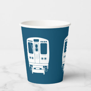Gobelets En Papier Profil de White Chicago "L" sur Blue Arrière - pla