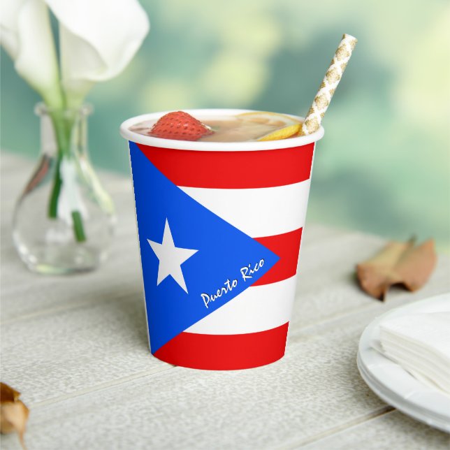 Gobelets En Papier Puerto Rican Flag paper cups, Puerto Rico party (Insitu)