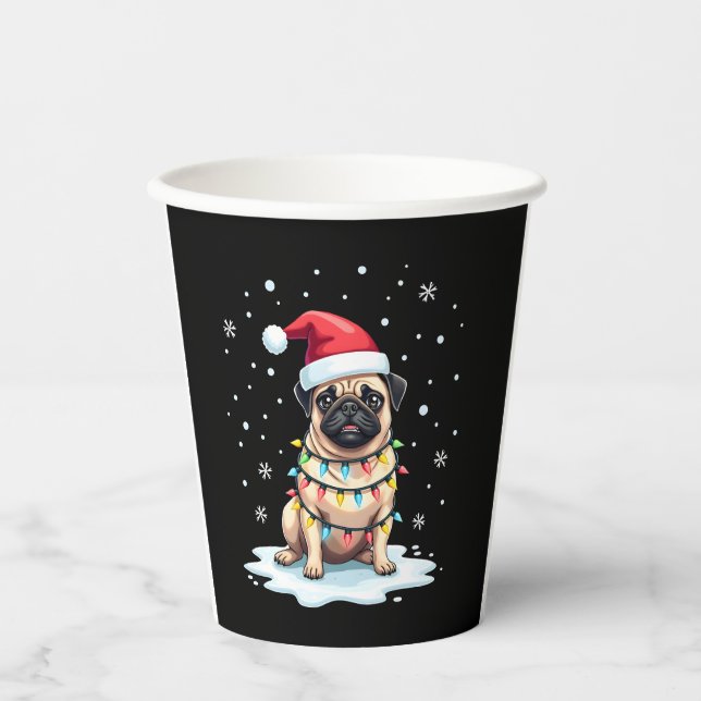 Gobelets En Papier Pug Dog Christmas Men Women (1) (Recto)