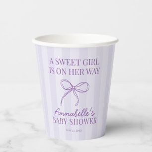 Gobelets En Papier Purple Coquette Bow Pastel Lavender Baby shower
