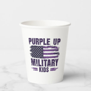 Gobelets En Papier Purple Up Militaire Enfants Mois de sensibilisatio