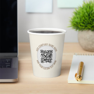 Gobelets En Papier QR Code Entreprise Événement fête minimaliste