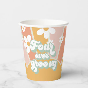 Gobelets En Papier Quatre pour toujours groovy rétro soleil anniversa