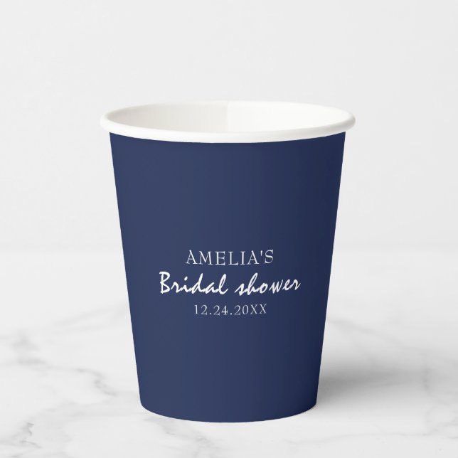 Gobelets En Papier Quelque chose bleu marine Fête des mariées bleue (Gauche)