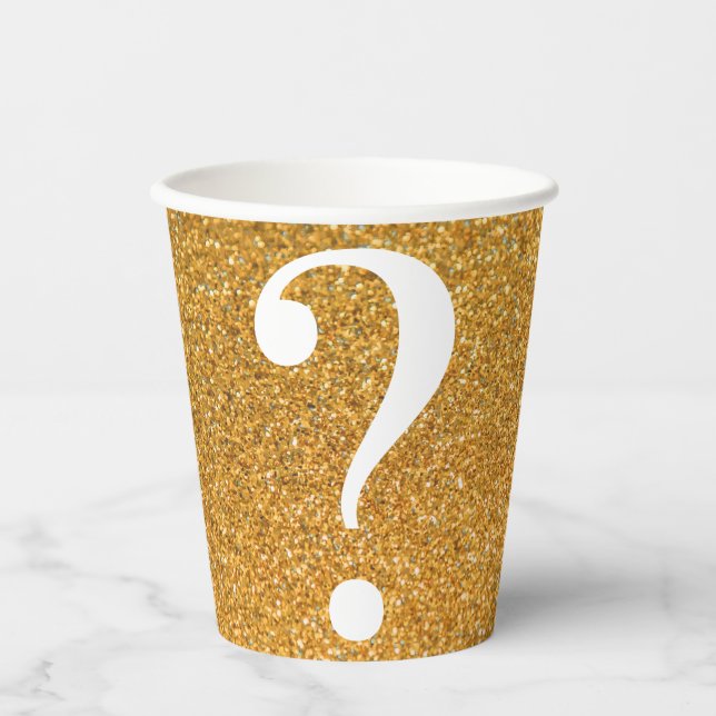 Gobelets En Papier Question Mark Bachelorette Gold Parties scintillan (Recto)