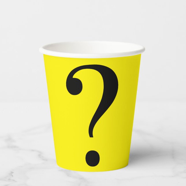 Gobelets En Papier Question Mark Mystery Oser Yellow Black Tasses de  (Recto)