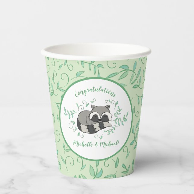 Gobelets En Papier Raccoon Baby shower Bois Animaux (Recto)