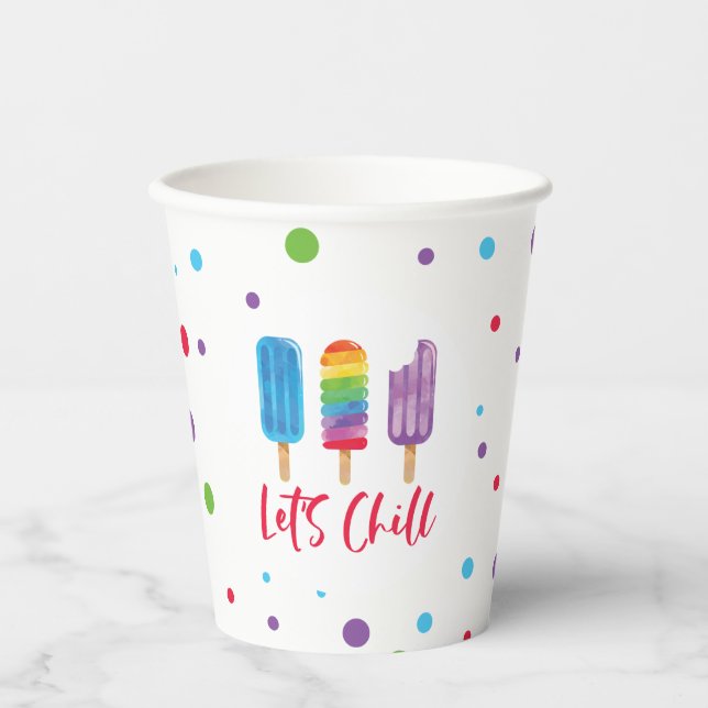 Gobelets En Papier Rainbow Ice pops Chill Summer Anniversaire (Recto)