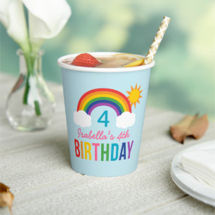 Gobelets En Papier Rainbow Sky Girls Birthday Party Blue