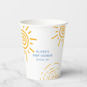 Gobelets En Papier Rayon Rétro Moderne Du Baby shower Soleil