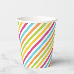Gobelets En Papier Rayures diagonales en couleurs vives