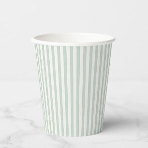 Gobelets En Papier Rayures Simples - Sauge Éteinte