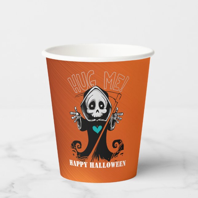 Gobelets En Papier Reaper Avec Bleu Coeur Halloween Tasses Papier (Recto)