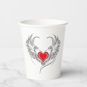 Gobelets En Papier Red Angel Coeur avec ailes