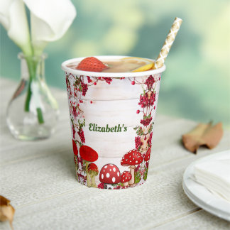 Gobelets En Papier Red Berry Garden Toadstool Fête d'anniversaire des