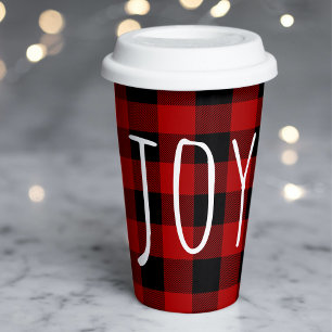 Gobelets En Papier Red Buffalo Plaid & Joy   Holiday