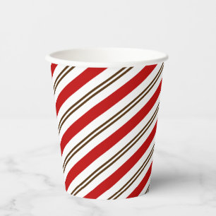 Gobelets En Papier Red & Chocolat Sucre de canne Brown rayures Noël